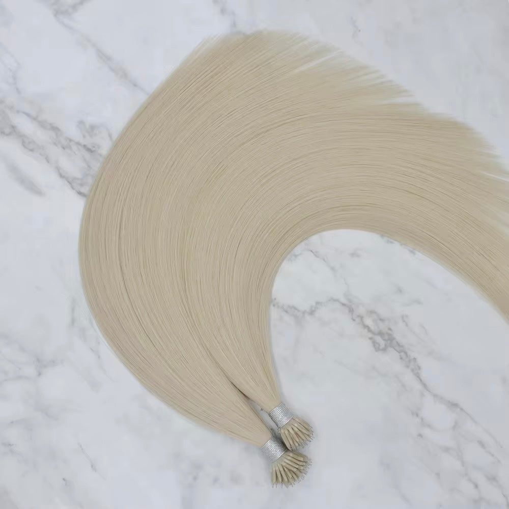 Human Hair Extensions. White Blonde