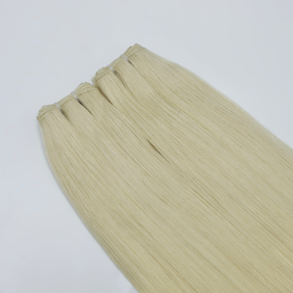 Human Hair Extensions. Platinum Blonde