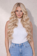 Human Hair Extensions. Champagne Blonde