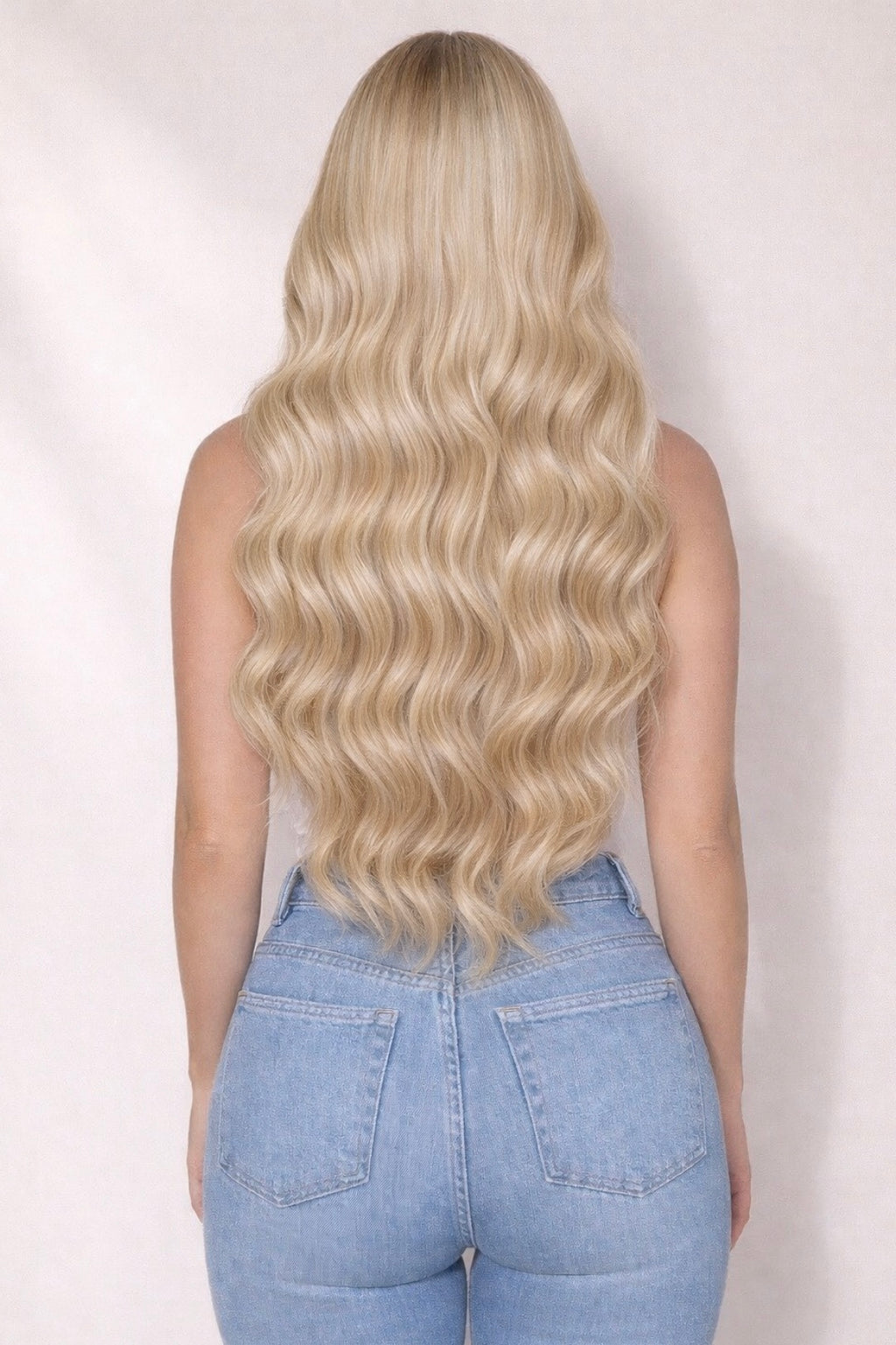 Human Hair Extensions. Champagne Blonde