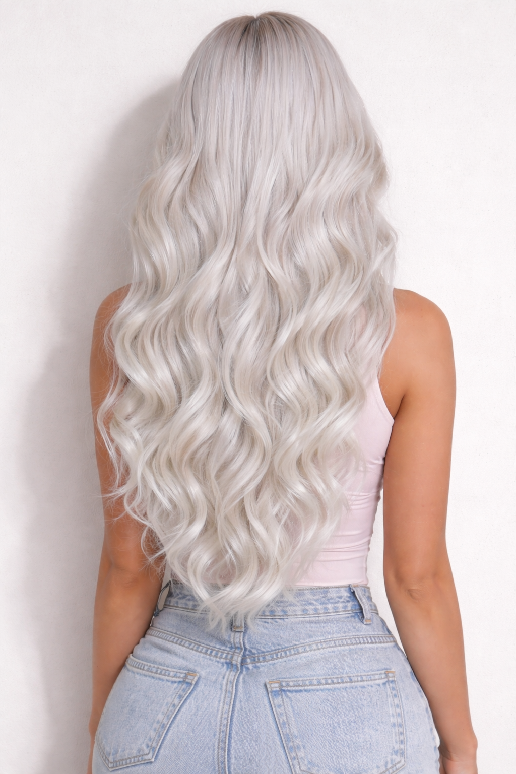Human Hair Extensions. Light Silver