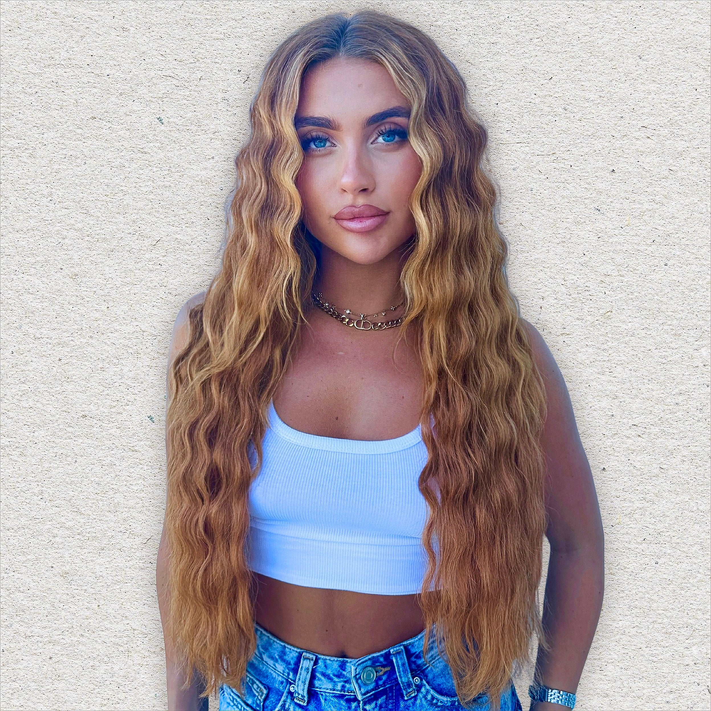 Human Hair Extensions. Strawberry Blonde