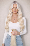 Human Hair Extensions. White Blonde