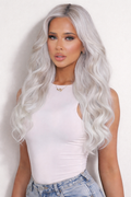 Human Hair Extensions. Light Silver