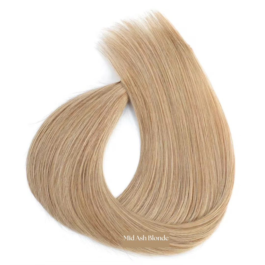 Human Hair Extensions. Mid Ash Blonde