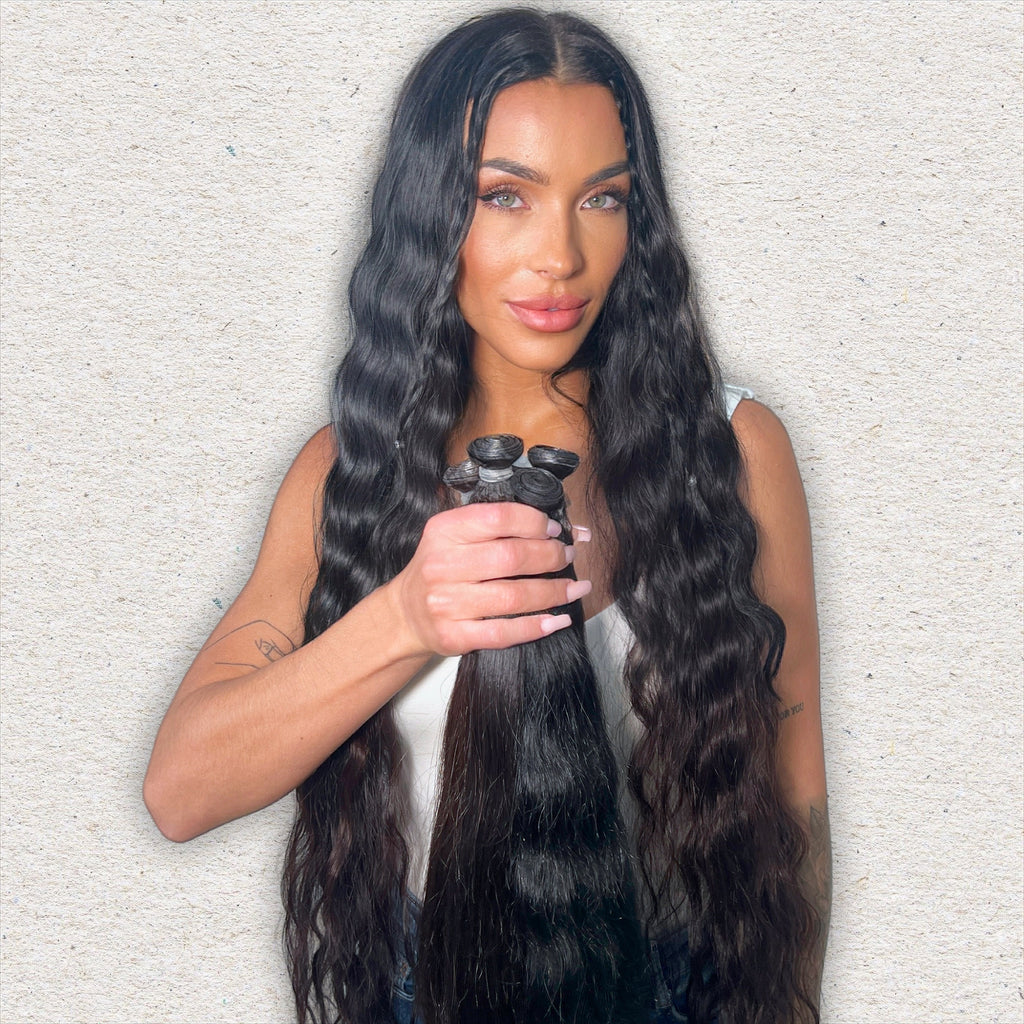 Human Hair Extensions. Natural Black